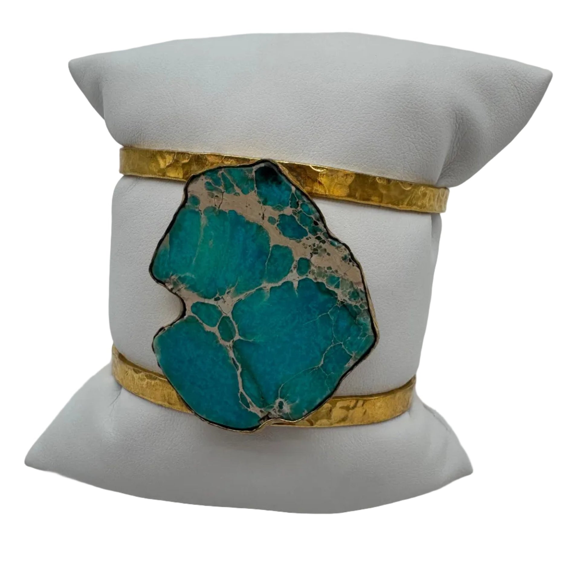Pre - owned Christina Greene Gold and Turquoise Cuff Bracelet - Isshooz