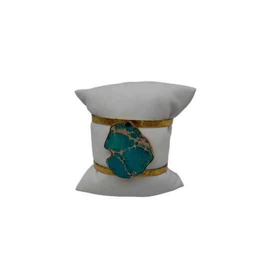 Pre - owned Christina Greene Gold and Turquoise Cuff Bracelet - Isshooz